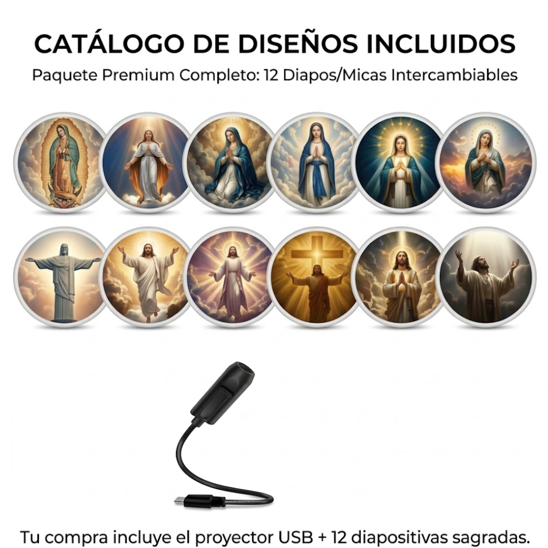 Luz de oración con 12 imágenes sagradas